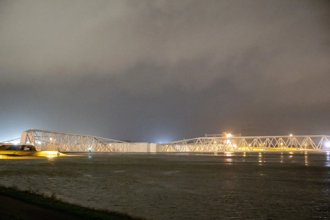 Hook of Holland on 21 December 2023 shows the Maeslant Barrier closed automatically for the first time in its history due to high water levels