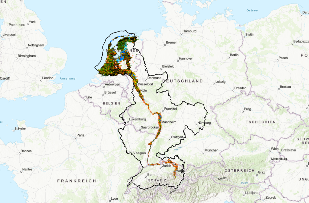 Rhine Atlas 2026-Flood probability. Image ICPR – International Commission for the Protection of the Rhine
