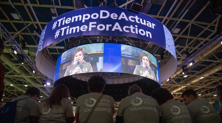 Slogan of COP25 in Madrid - time for action