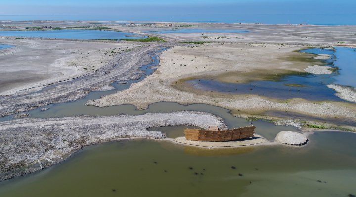 Construction of archipelago of islands in the middle of the Dutch fresh water lake IJsselmeer