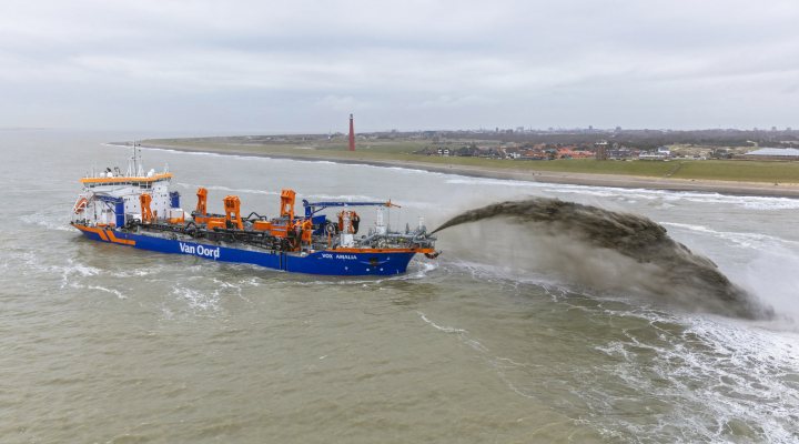 Dredger Vox Amalia on first job near Den Helder, the Netherlands
