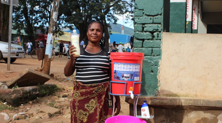 Locally produced household water filter for hand washing and fight covid-19