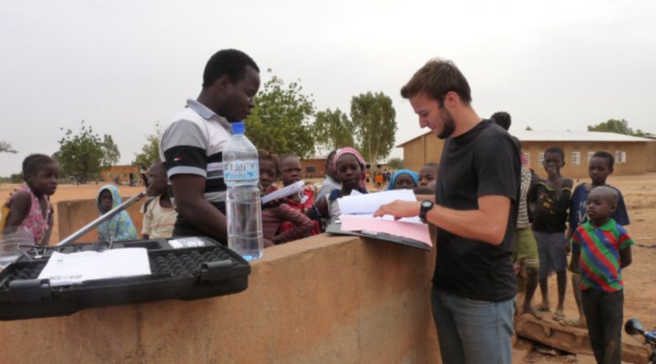 Water quality control at a water source in Burkina Faso