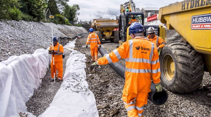 BAM Nuttall working on a drainage system