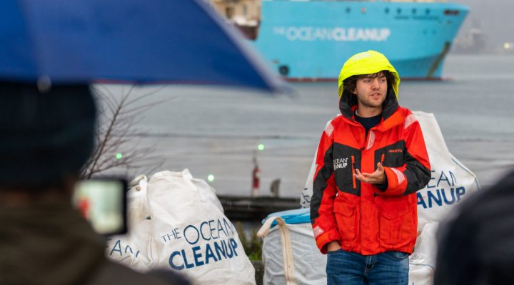 CEO and founder Boyan Slat when the first plastic waste from the Great Ocean was brought ashore in Canada.