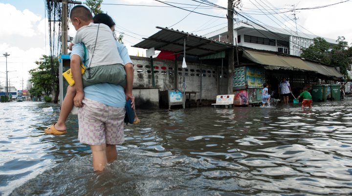 Floods near Bangkok, Thailand in November 2009
