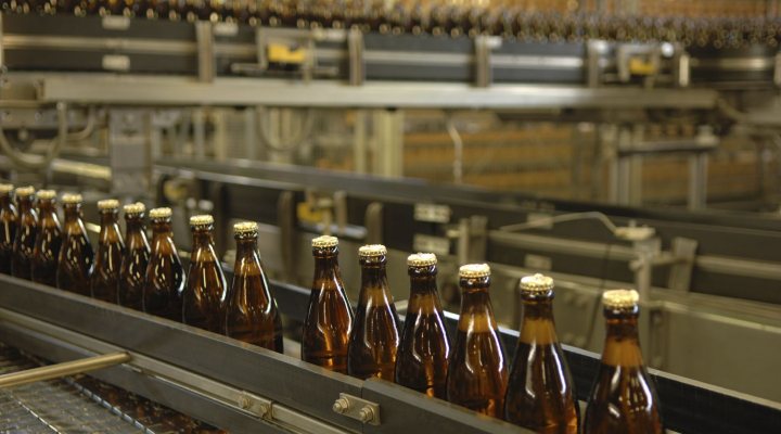 Conveyer belt at a brewery.