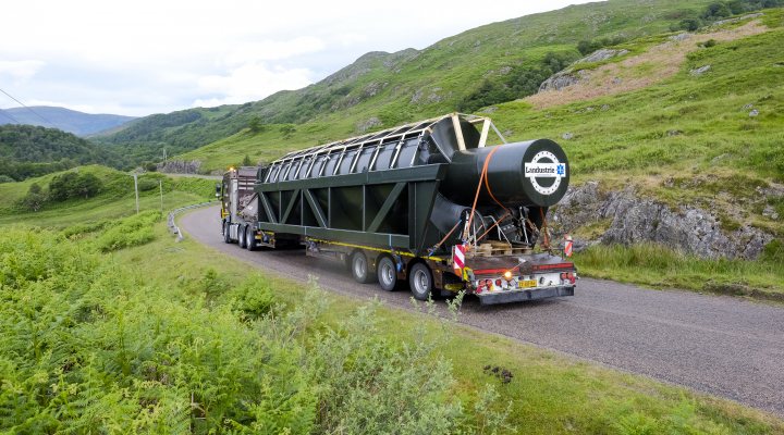 A Landustrie Landy Archimedes screw on transport in the UK