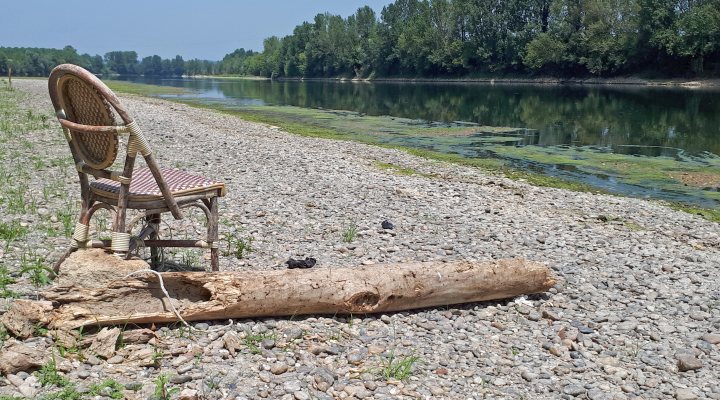 Low water levels in the river Garonne, France in 2019