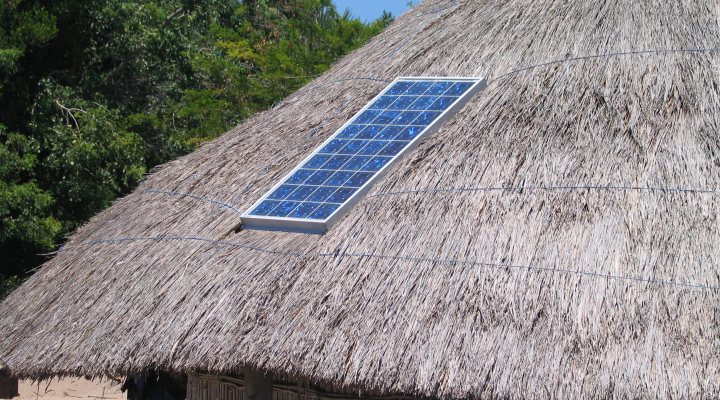 Solar panel provides green electricity to African home
