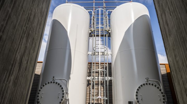Storage tanks of North Water treatment plant near Groningen, the Netherlands