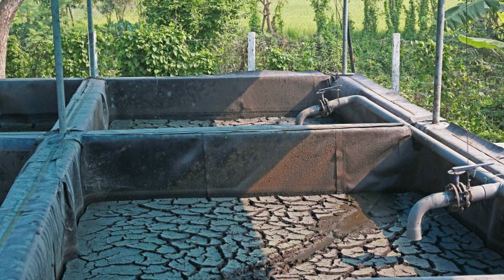 Drying beds for faecal sludge at treatment plant in Khulna, Bangladesh