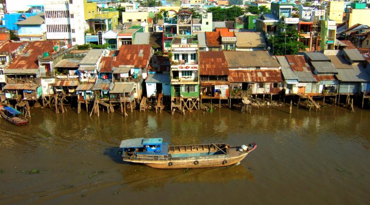 City of My Tho in the Mekong Delta, Vietnam