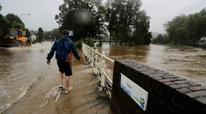 Flooding of Geul river in Valkenburg, the Netrherlands in Juy 2921