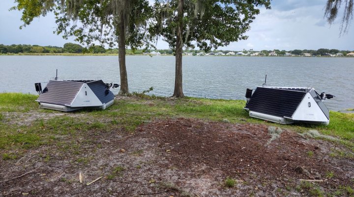 LG Sonic's solar powered buoys on Lake St. Charles, Florida