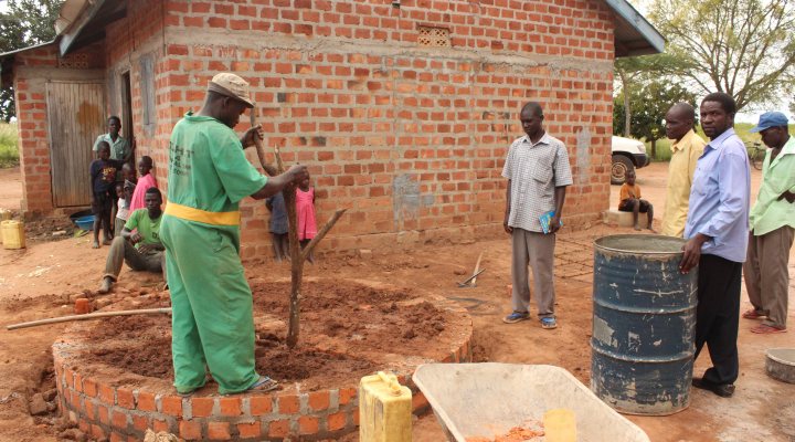 Drilling for a water borehole.