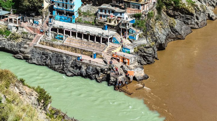 Bhagirathi and Alaknanda Rivers merging to form Ganges. Photo: Pexels / Tanmoy Pal