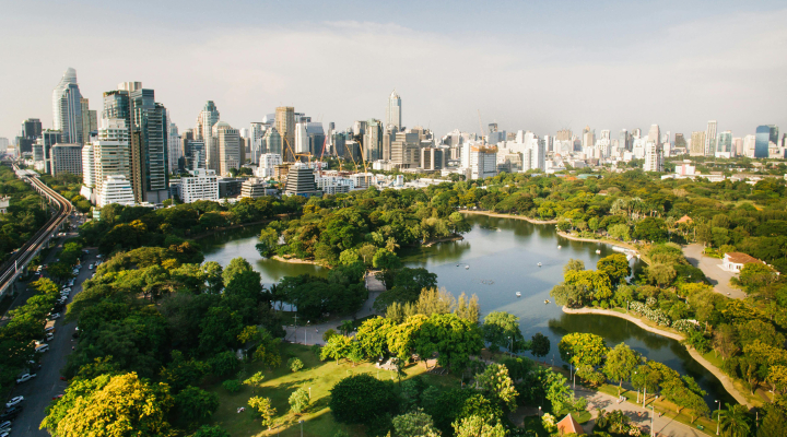Aerial view of Lumphini Park, Bangkok. Photo: Pexels / Mikhail Nilov