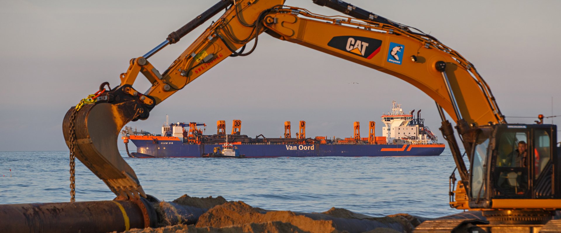 Van Oord's HAM318 dredger off the British Norfolk coast