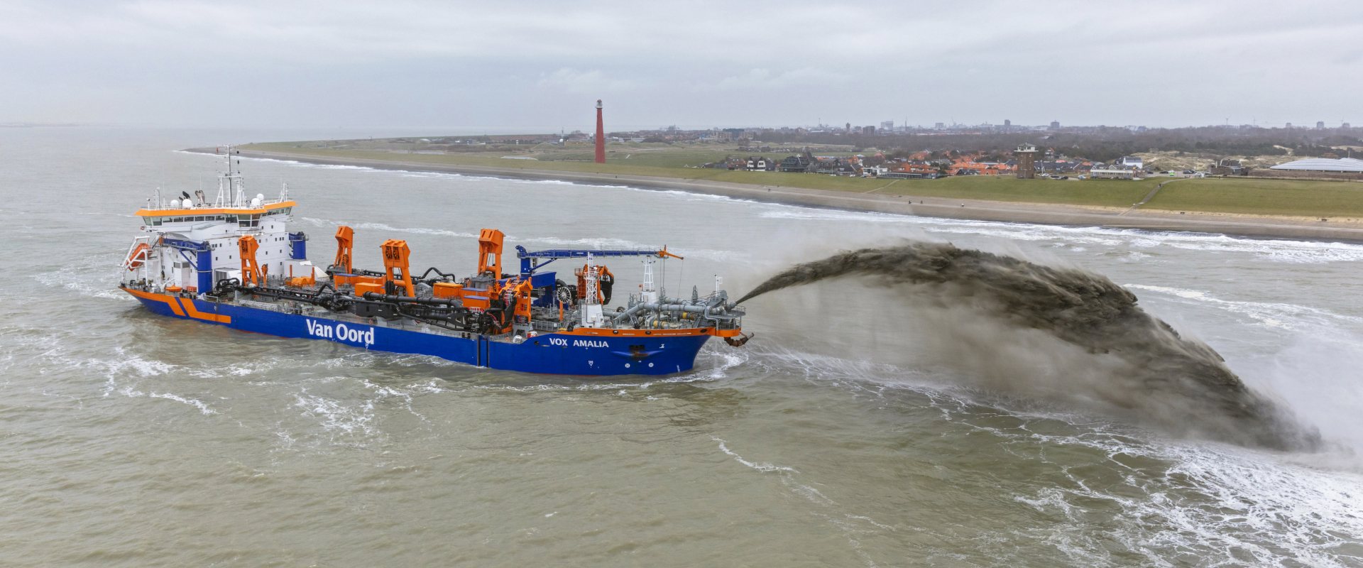 Dredger Vox Amalia on first job near Den Helder, the Netherlands