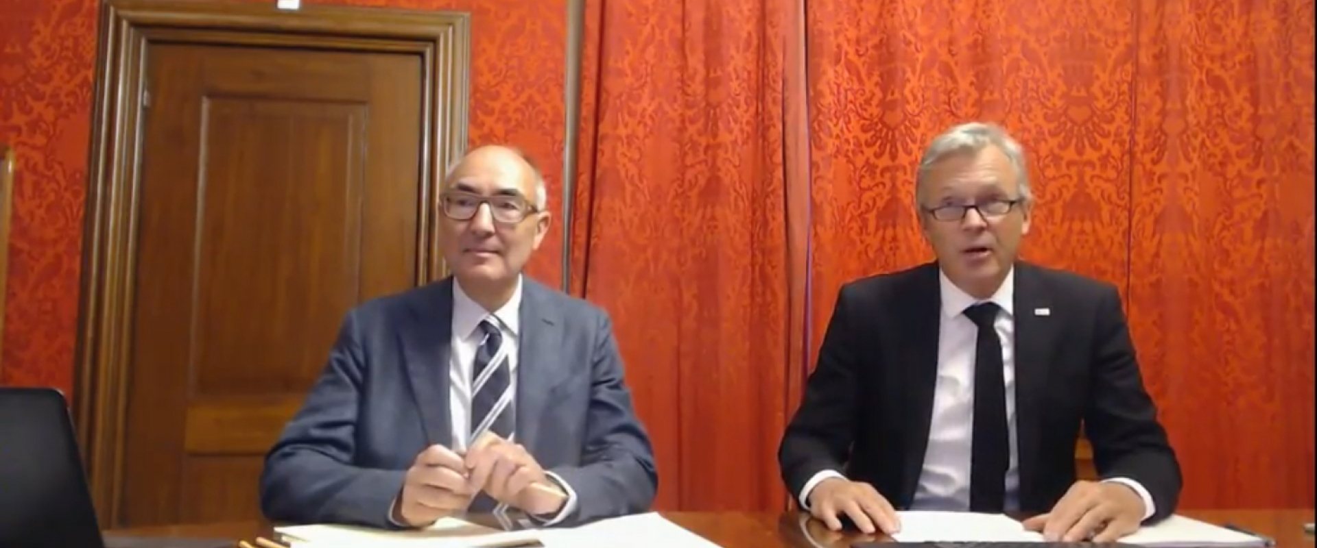 Professor Guy Alearts and reactor Eddy Moors of IHE Delft opening the online conference on capacity development