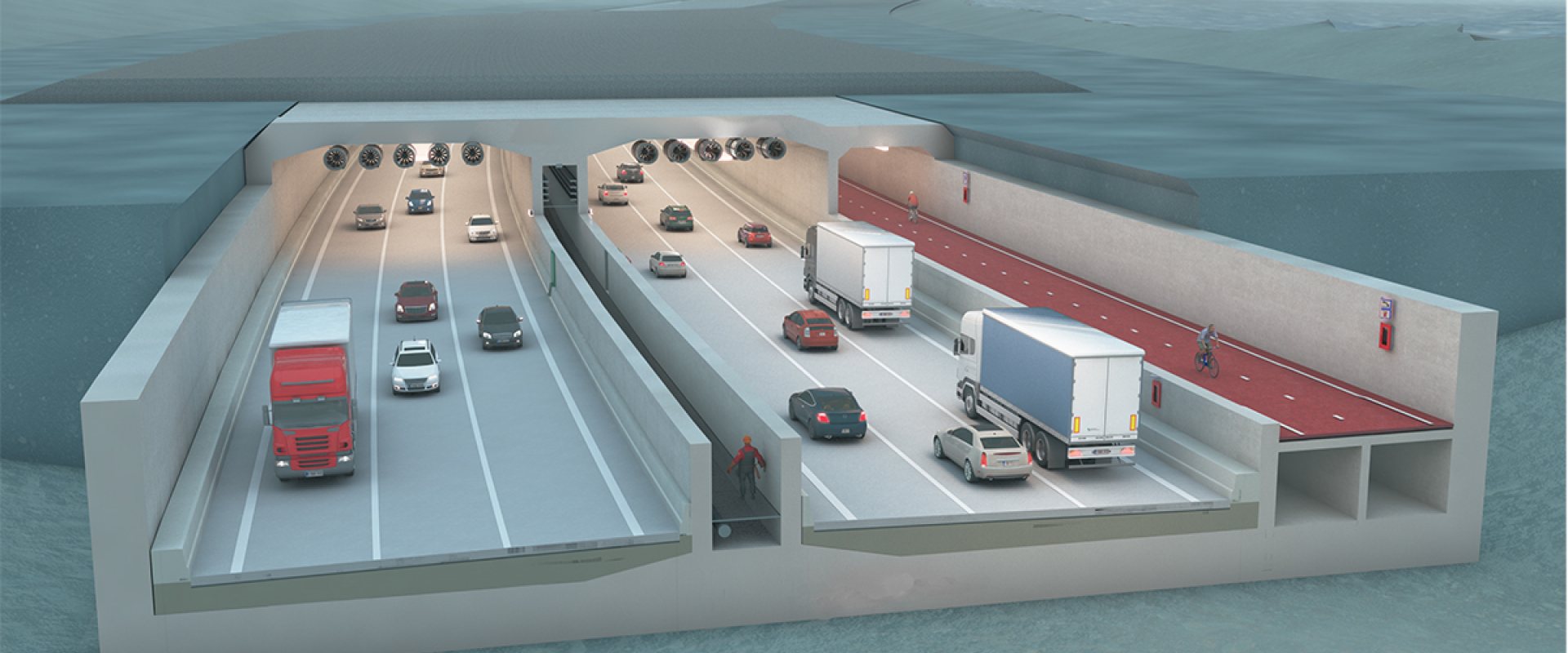 Impression of immersed tunnel that is to complete the Antwerpen ring road