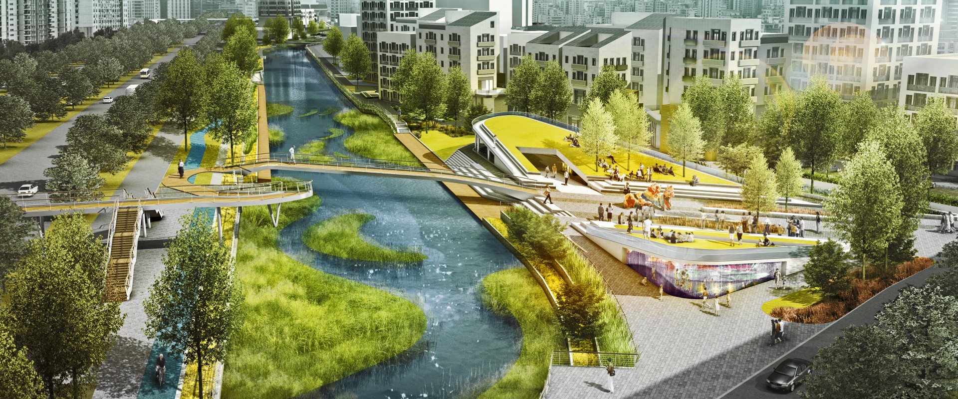 Design by NL Urban Solutions of a new river front for the Xinqiao in Shenzhen, China