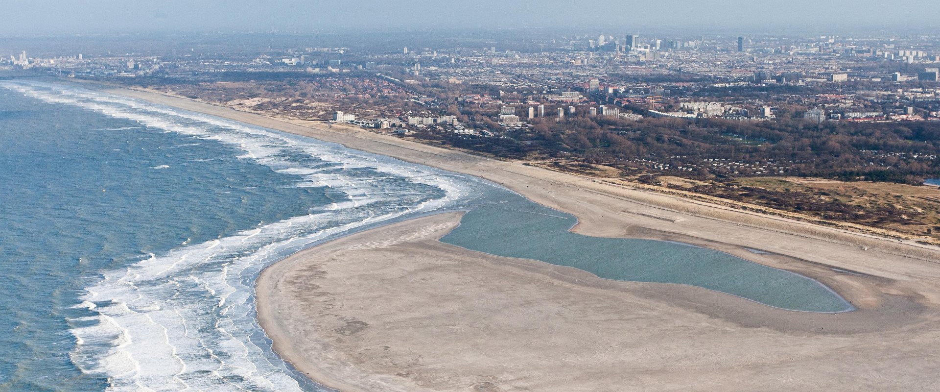 The hooked-shaped peninsula called the Sand Motor in 2011