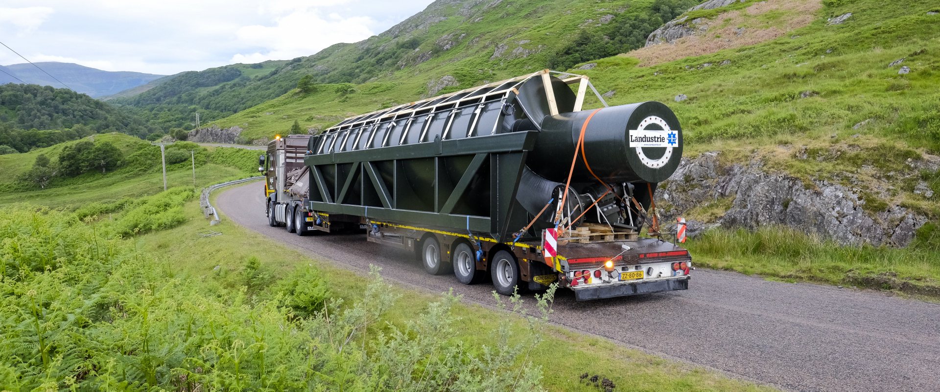 A Landustrie Landy Archimedes screw on transport in the UK