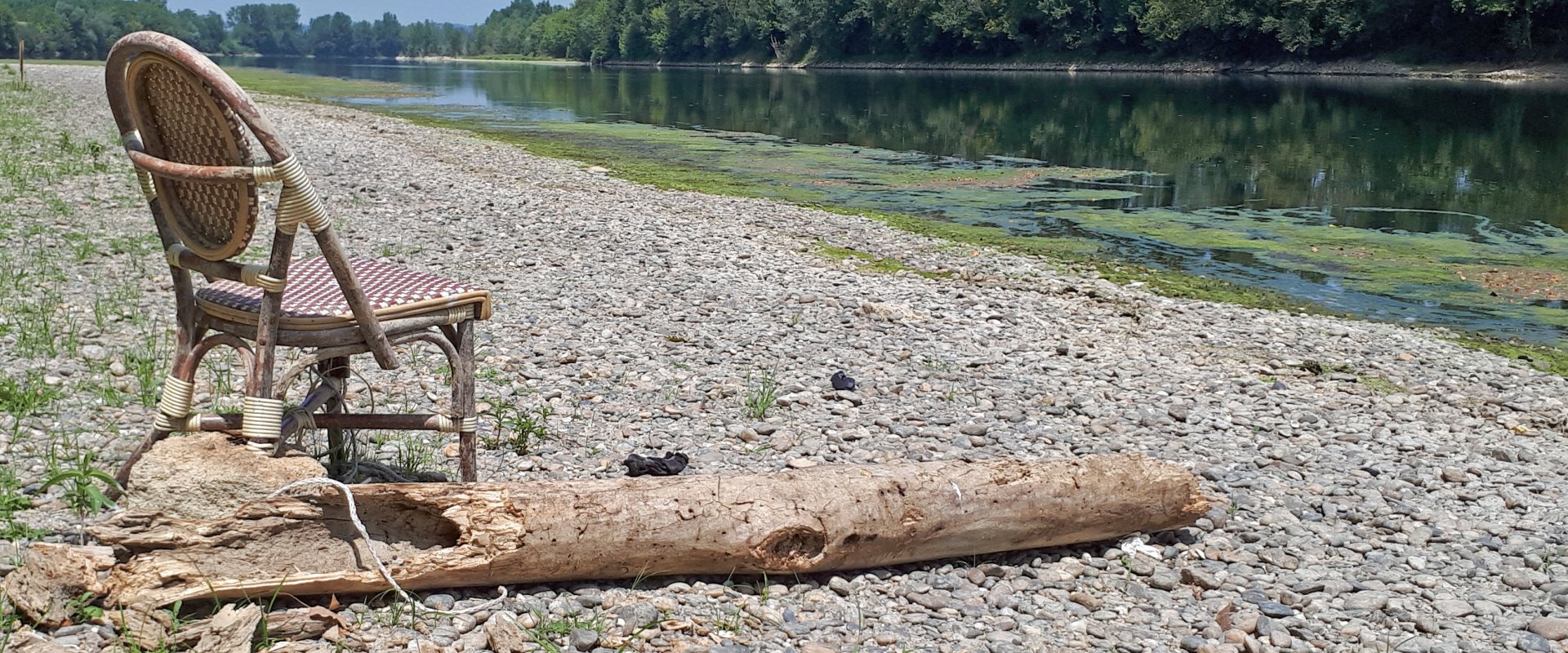 Low water levels in the river Garonne, France in 2019