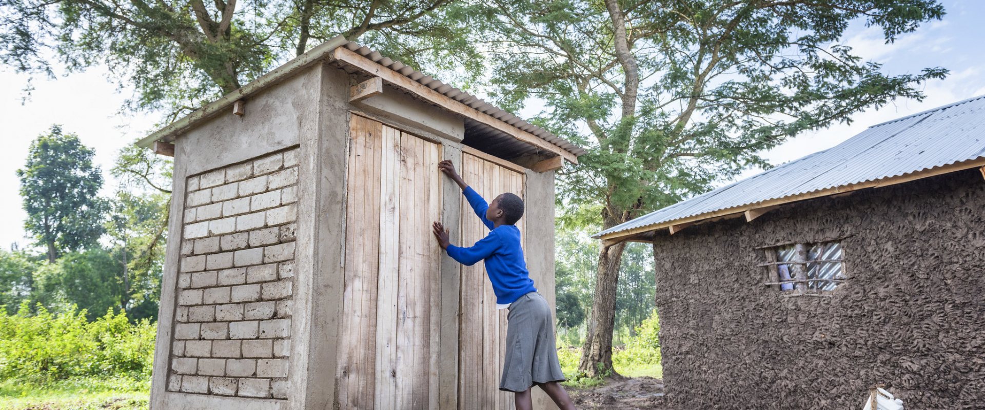 Double pit latrine build by Finish Mondial in Africa
