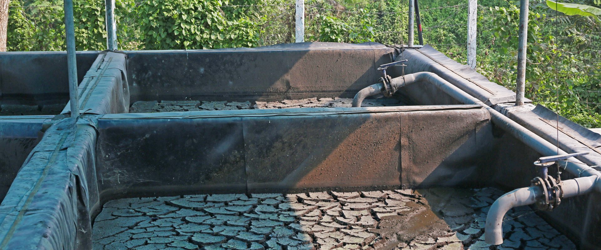 Drying beds for faecal sludge at treatment plant in Khulna, Bangladesh