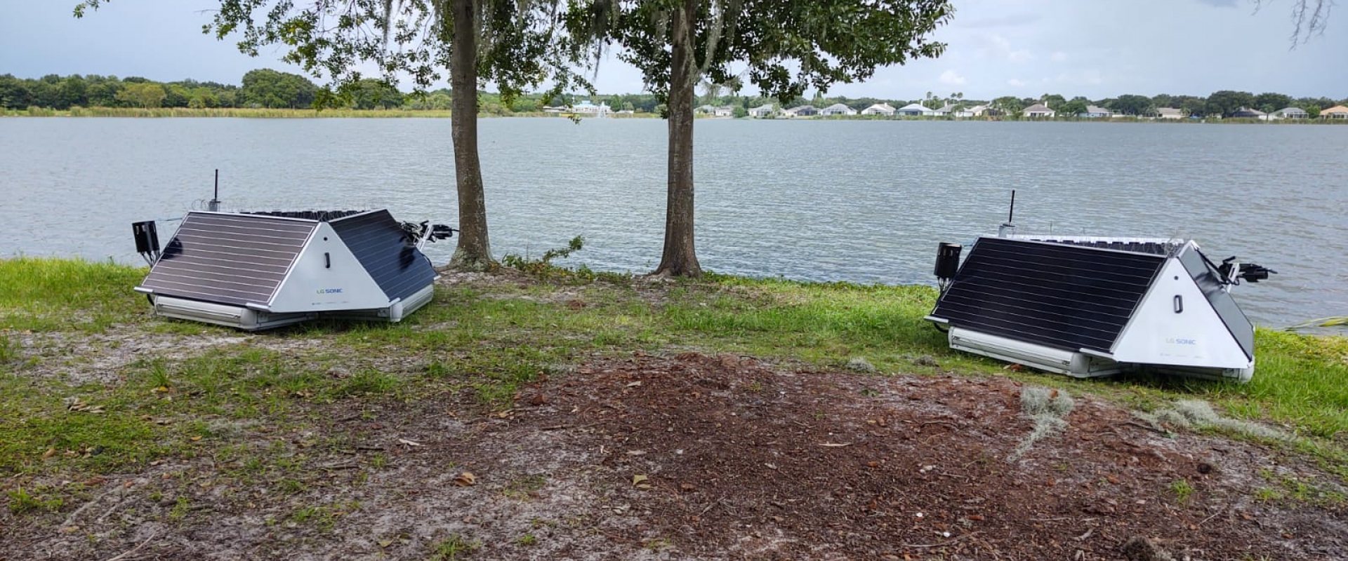 LG Sonic's solar powered buoys on Lake St. Charles, Florida