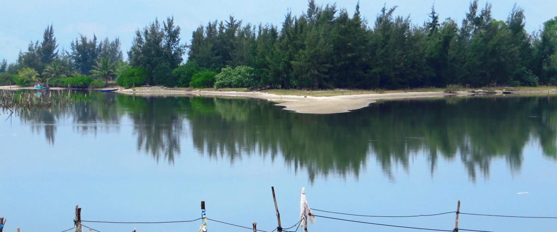 Fish ponds in a river in Vietnam