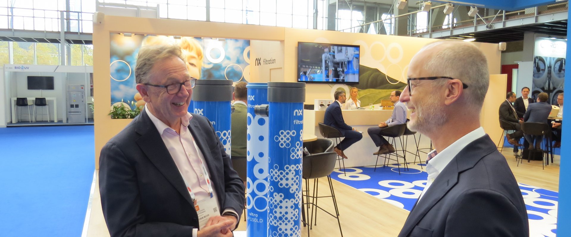 Erik Roesink and Michiel Staatsen of NX Filtration at the Aquatech Amsterdam trade fair on 5 November 2021