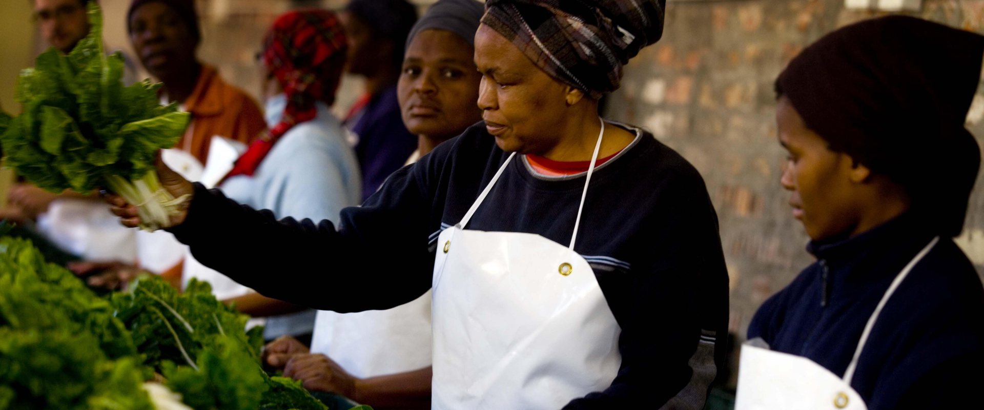 South African workers packing fresh food