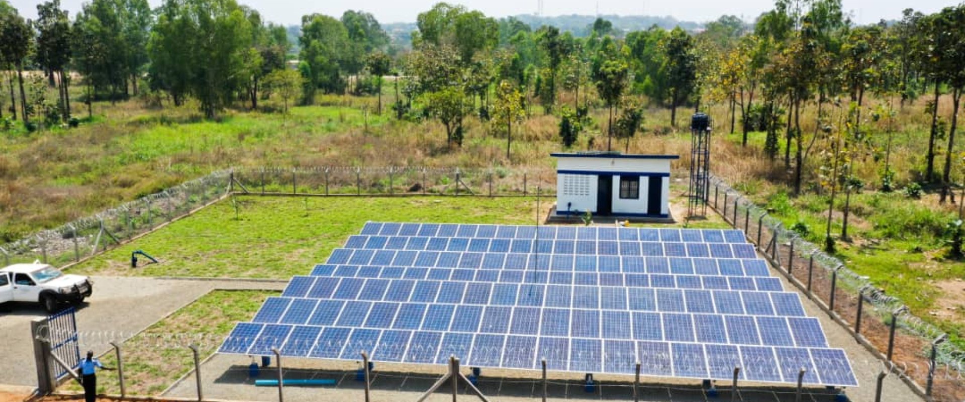 Water supply system with solar panels.