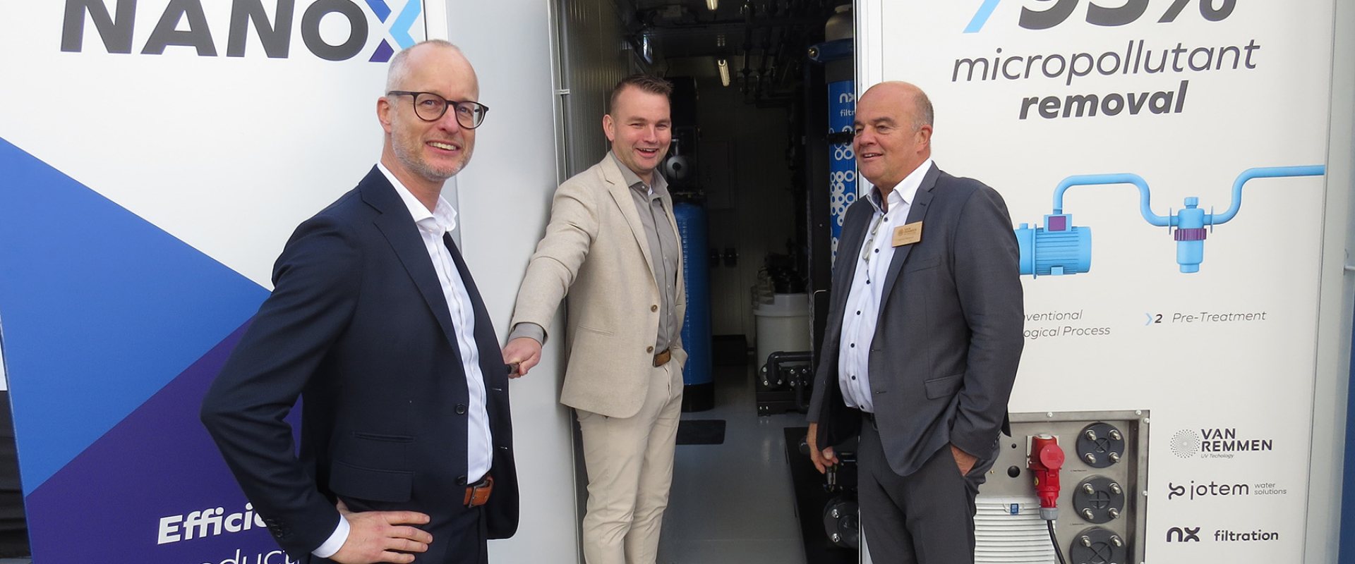 Directors of NX Filtration, Jotem and Van Remmen, proudly presented their new Nanox technology at Aquatech Amsterdam.